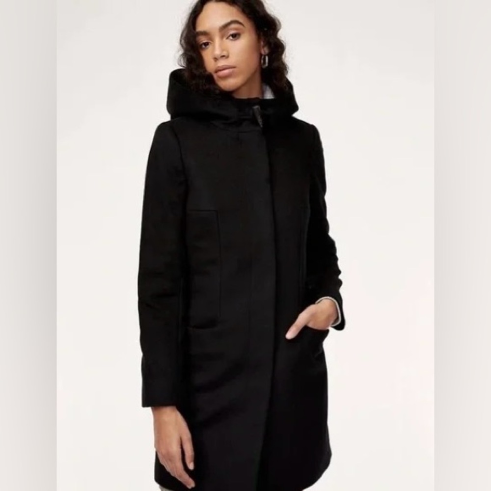Babaton Black Hooded Wool & Cashmere Coat